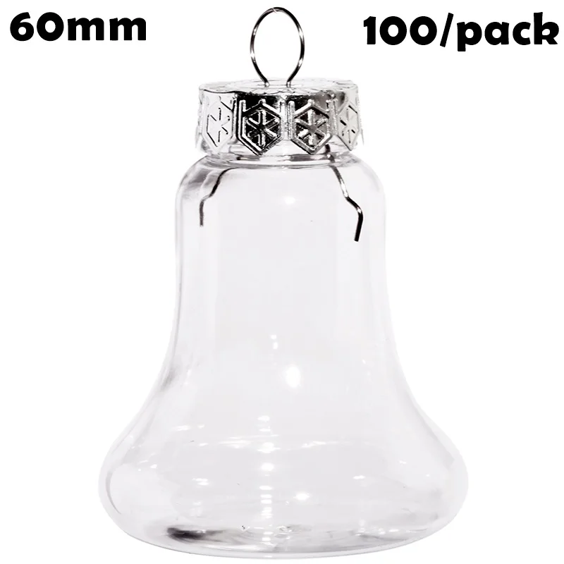 

100 Pieces x DIY Paintable/Shatterproof Christmas Decoration Ball 60*40mm Plastic Jingling Bell Ornament