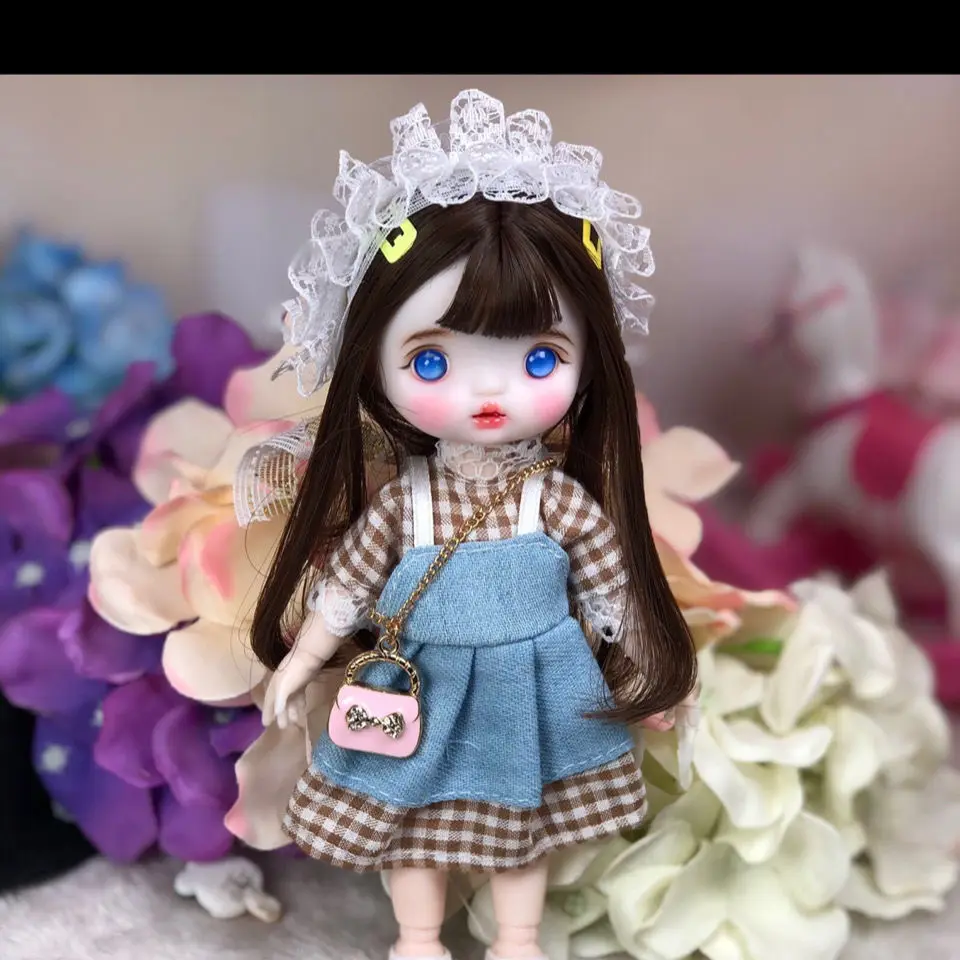 1/8 Scale Handmade Makeup BJD 16CM Princess Doll Super Cute Girl Fashion Suit OB11 Joints Body Figure Dolls Toy Gift C1604