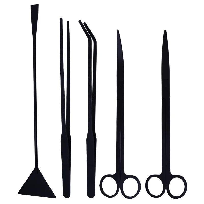 1/2/3/4/5pcs Aquarium Tank Tool Kit Aquascaping Fish Tank Aquatic Plants Long Tweezers Scissors Stainless Steel Tool Pet Product