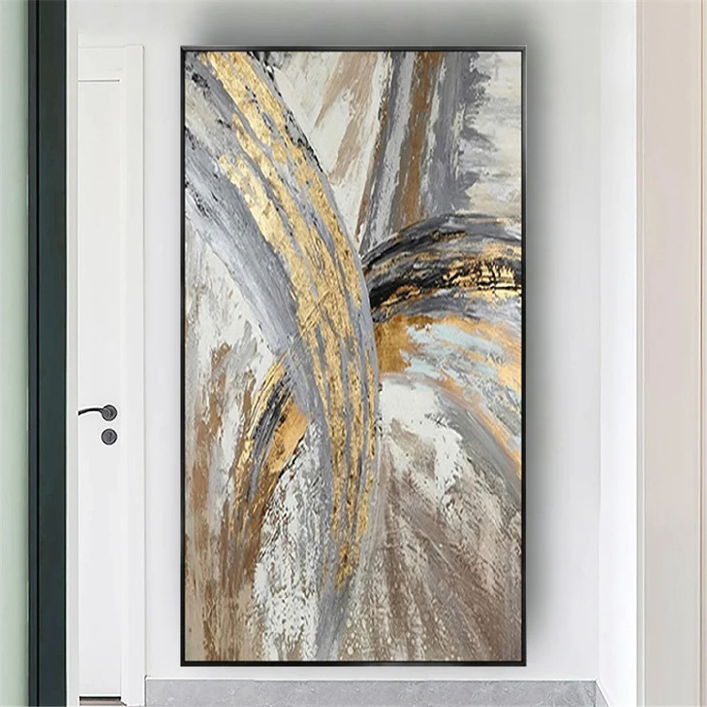 

Best Wall Art Blue Gray Yellow Texture Abstract Oil Paintings On Canvas Handmade Wall Painting For Home Decor Gold Mural Artwork