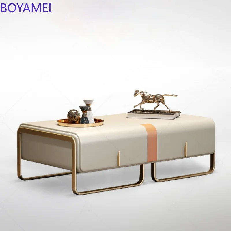

Luxury coffee table TV cabinet combination furniture Postmodern model room Marble living room custom Italian square tea table