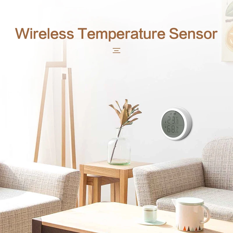 Tuya ZigBee-Sensor de temperatura del hogar inteligente, Sensor de humedad con pantalla LED, funciona con Smartlife, asistente de Google y Zigbee Gateway