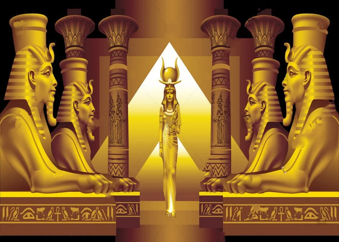 Egyptian Pyramid Queen Sphinx Gold photography studio background High quality Computer print party photo backdrop