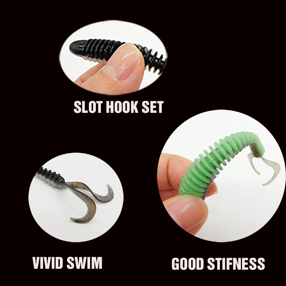 ESFISHING Swing Impact Ring Twin Tail 100mm Scent and Salts Pesca Artificial Silicone Soft Fishing Lure Grub Worm