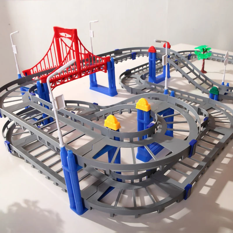 Rail transit toy car 3D Spiral Track Roller Coaster Toy Electric Rail Car Assembly Puzzle Viaduct model Traffic road Child Gift