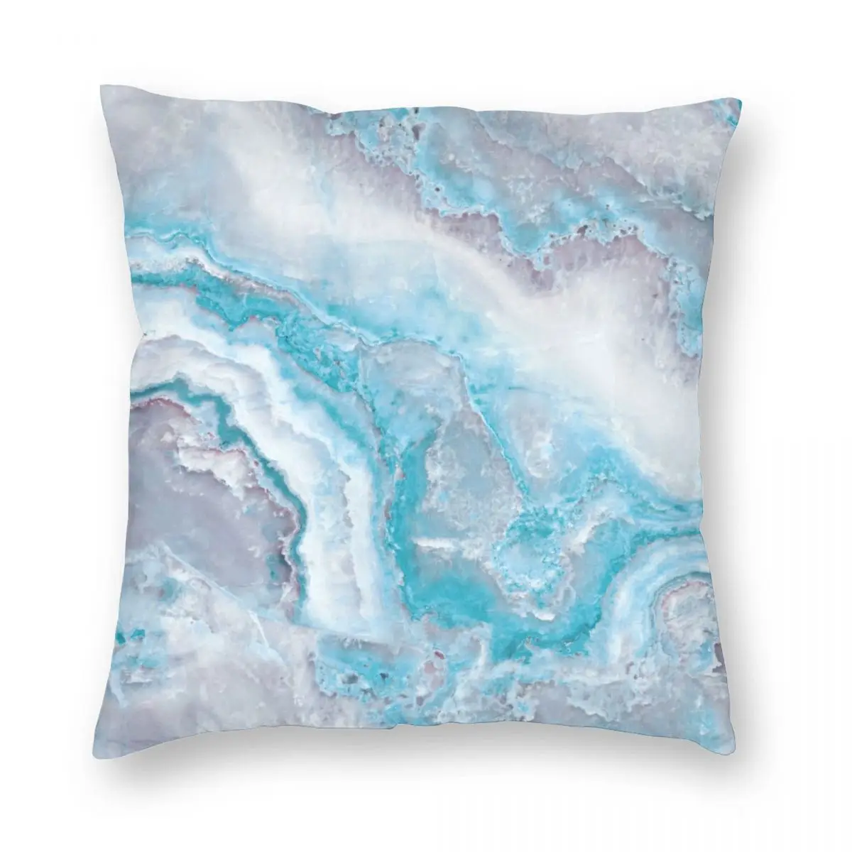 Mermaid Blue Agate Marble Geode Gem Square Pillowcase Polyester Linen Velvet Printed Zip Decorative Bed Cushion Cover Wholesale