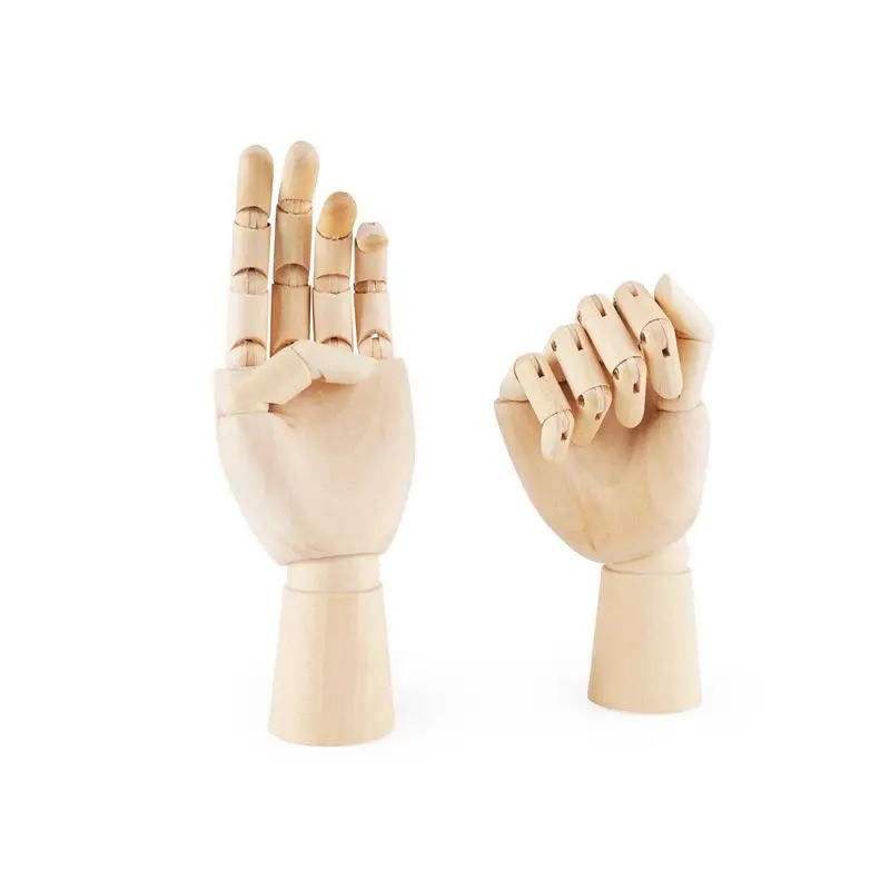 Promotion! 7inch Wooden Sectioned Opposable Articulated Left/Right Hand Figure Manikin Hand Model for Drawing, Sketching, Painti