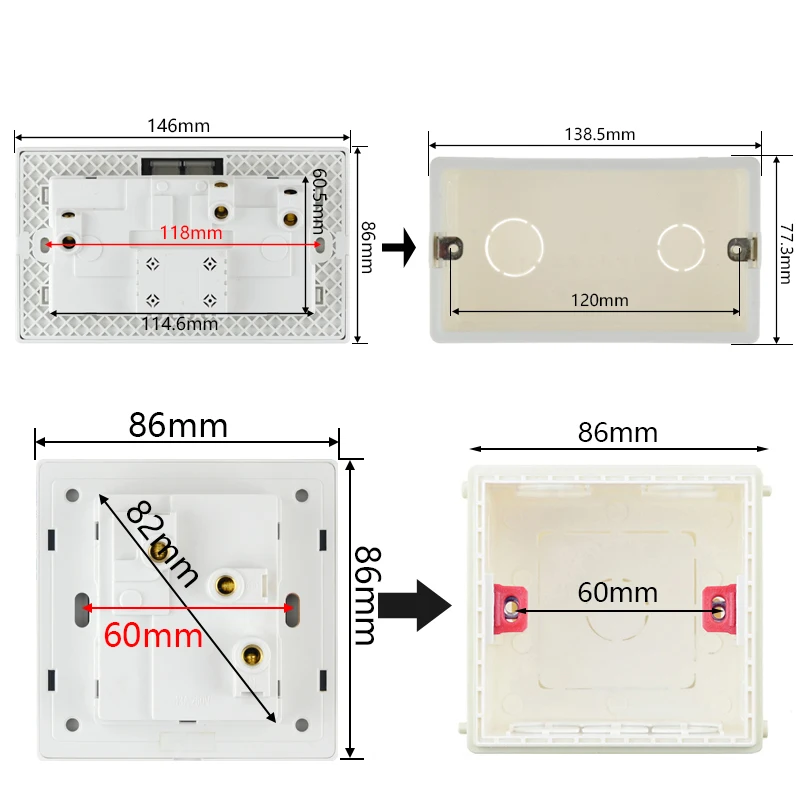 13A UK Plug Power Socket With USB Charger Wall Outlet Double Outlet Switch White Glass Singapore Ireland Malta Socket