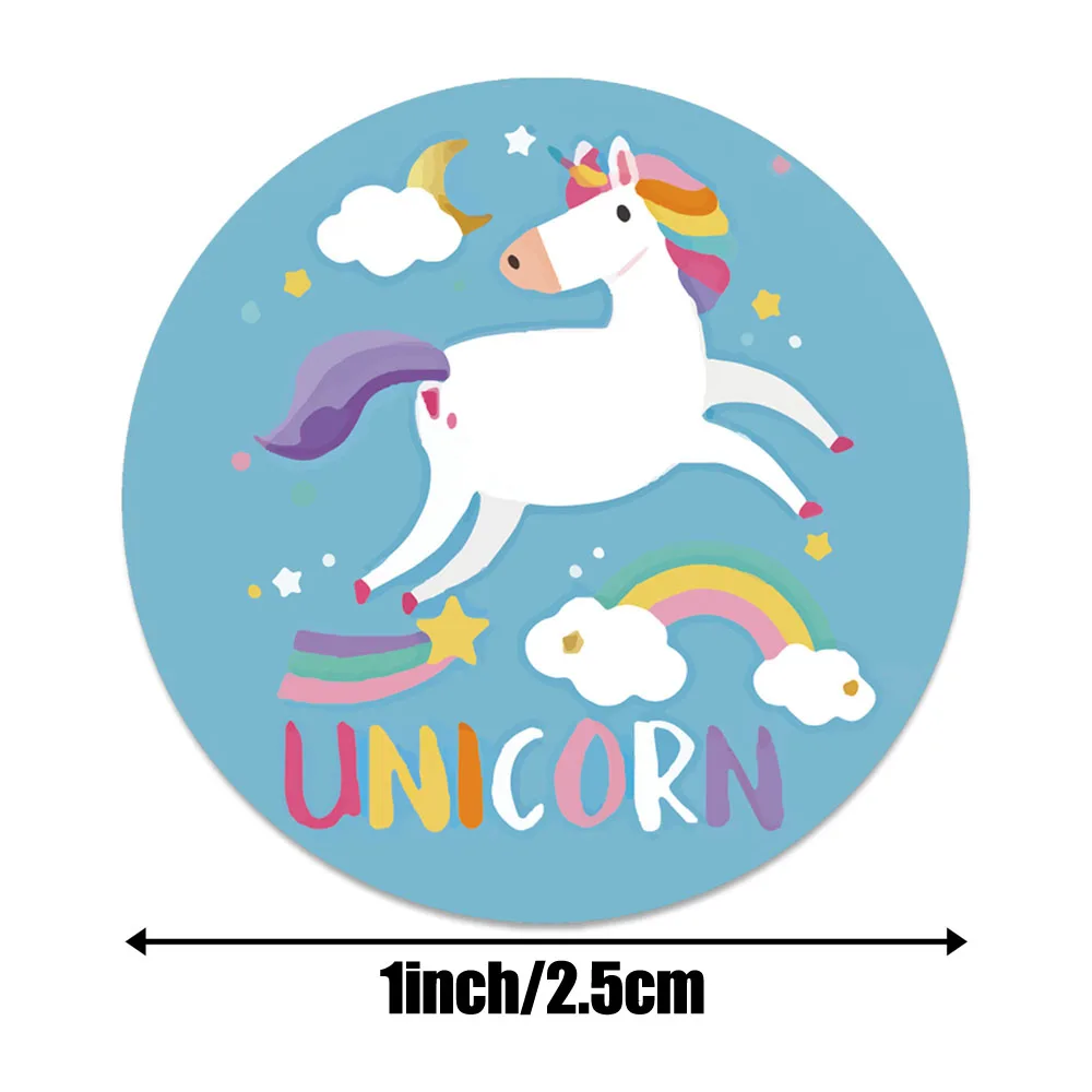 50-500pcs Cute Cartoon Unicorn Stickers 4 Designs 1\'\' Children Reward Label Encourage Motivational Reward Sticker for Kids