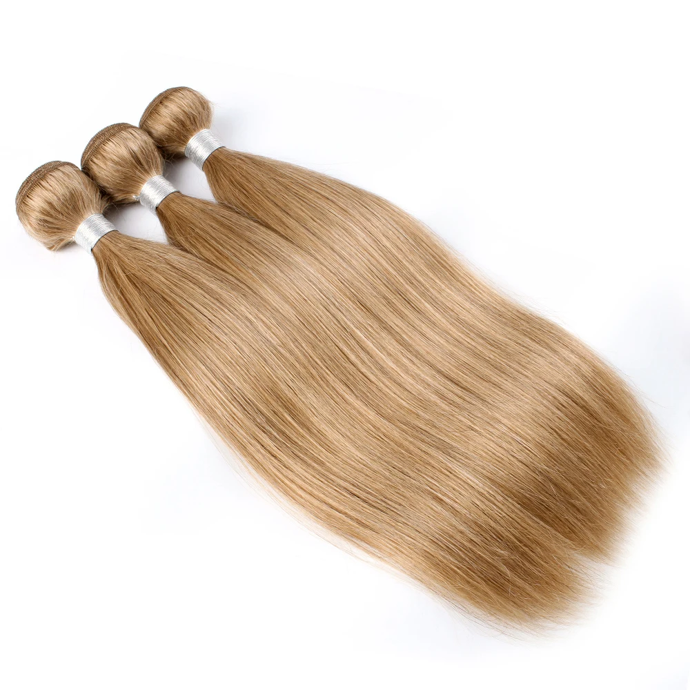 Kisshair #27 hair bundles honey blonde 16 to 24 inch pre-colored straight remy Brazilian human hair extension