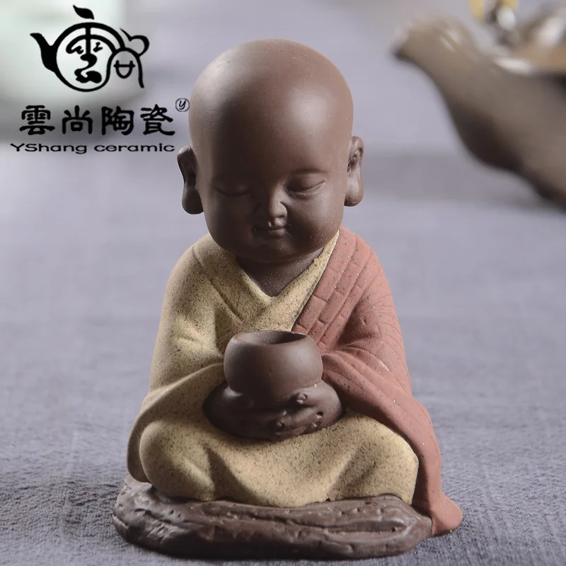 Buddha Car Decoration Creative Boutique Purple Sand Buddha Monk Tea Pet Ceramic Home Decoration Accessories