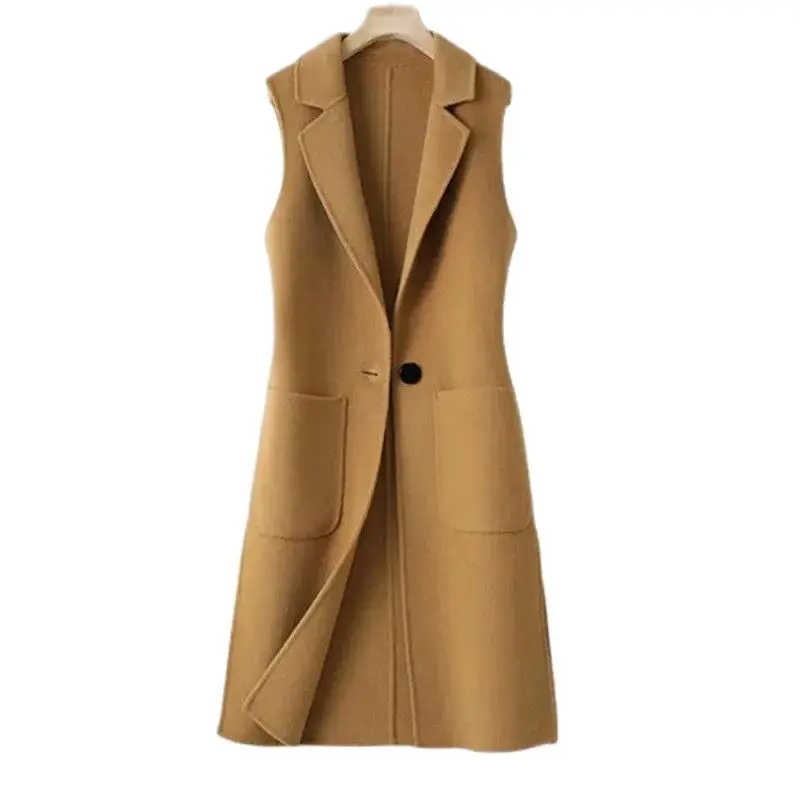 Female Autumn Winter Korean Slim Medium-length Jacket Fashion Cardigan Waistcoat Jacket 2022 Women New Woolen Waistcoat A820