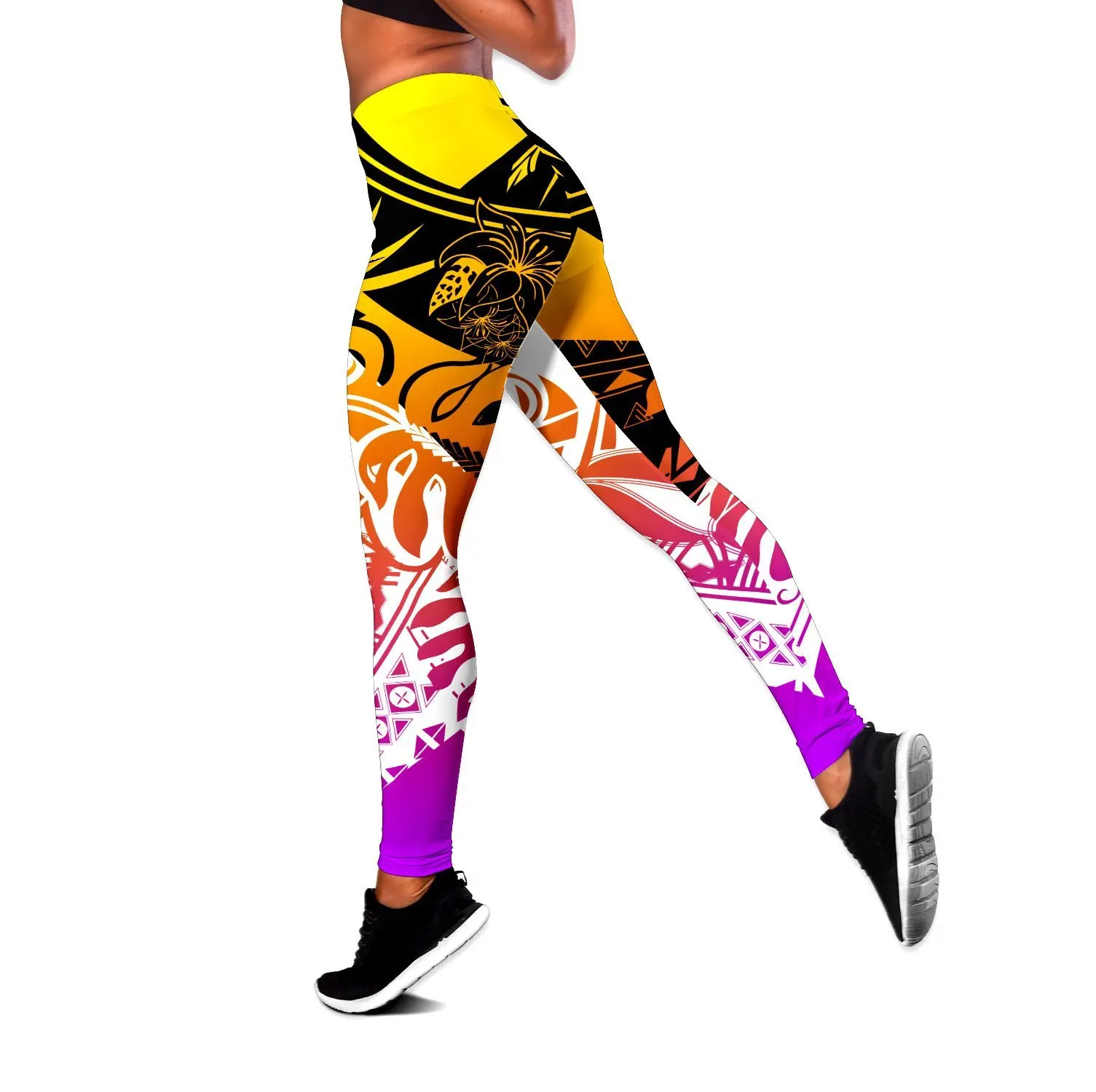 Polynesian ฮาวายเต่าดอกไม้3D ทั้งหมดพิมพ์ Legging & Tank Top เซ็กซี่หญิงผอม Leggings DDK39