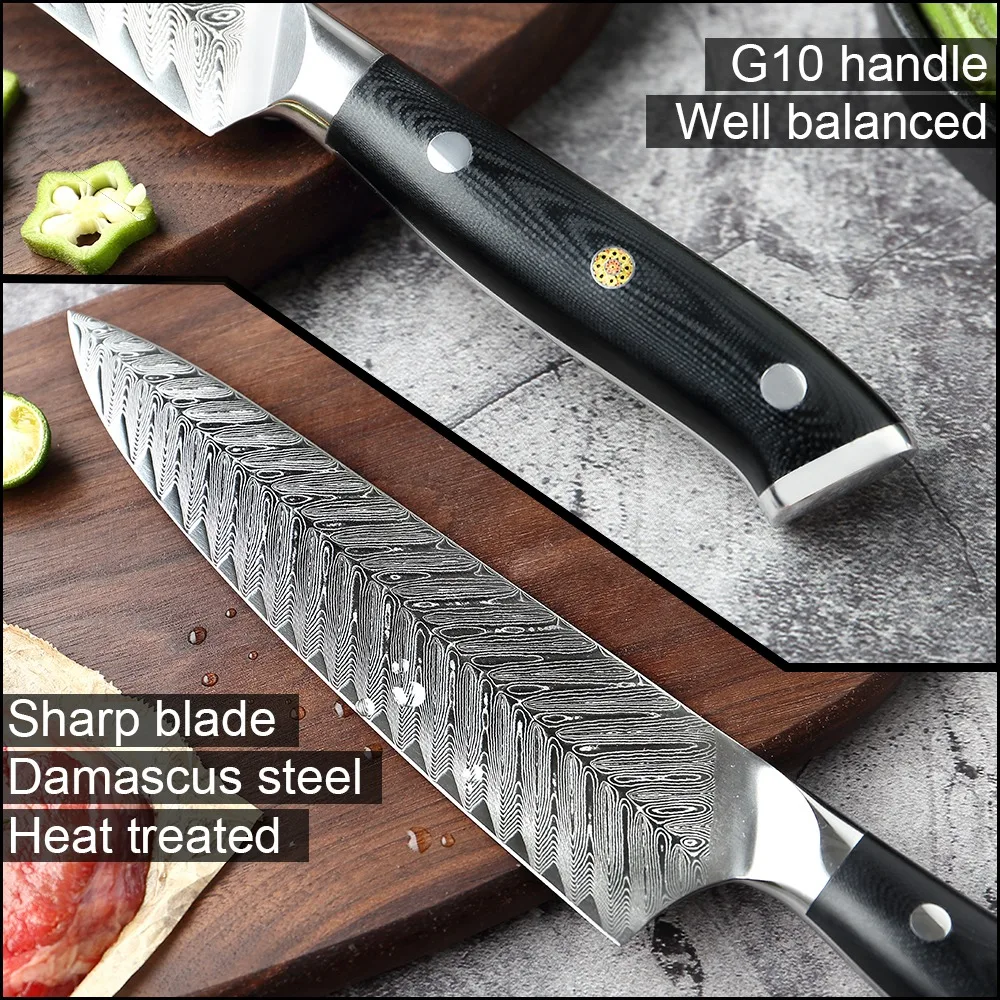 XITUO Chef Knife Set Damascus Chef Knife VG10 Professional Kitchen Knife Meat Knife Deboning Home Hotel Cooking Knife G10 Handle