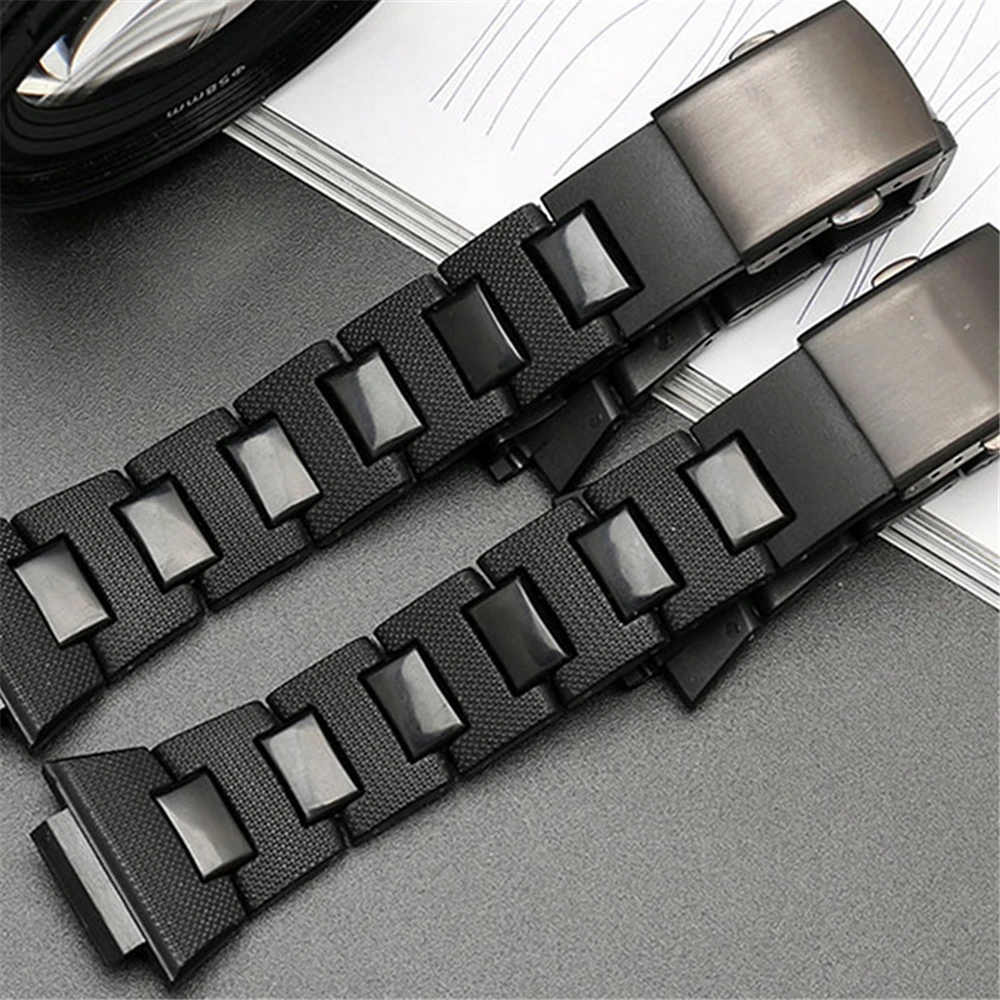 Fashion Black Watch Strap Replacement Steel Plastic Watchband Belt for G-shock DW-6900/DW9600/DW5600/GW-M5610 Watch Accessories