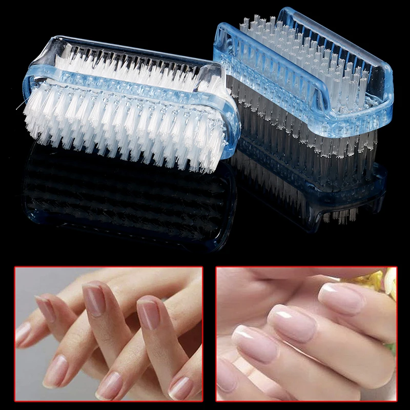 Double Sided Hand Nail Brush Cleaner Manicure Tool Plastic Nail Cleaning Scrubbing Brush Manicure Tool