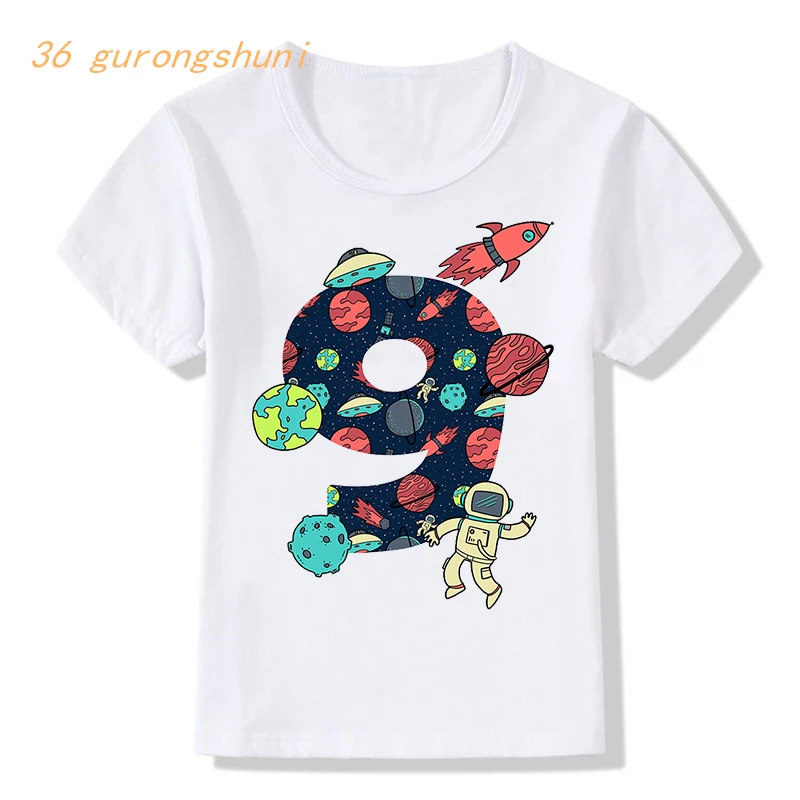 cartoon kids t shirt for boys Children Clothing girls clothes birthday 6 7 8 9 years tshirt Nine Planets graphic tee kid t-shirt