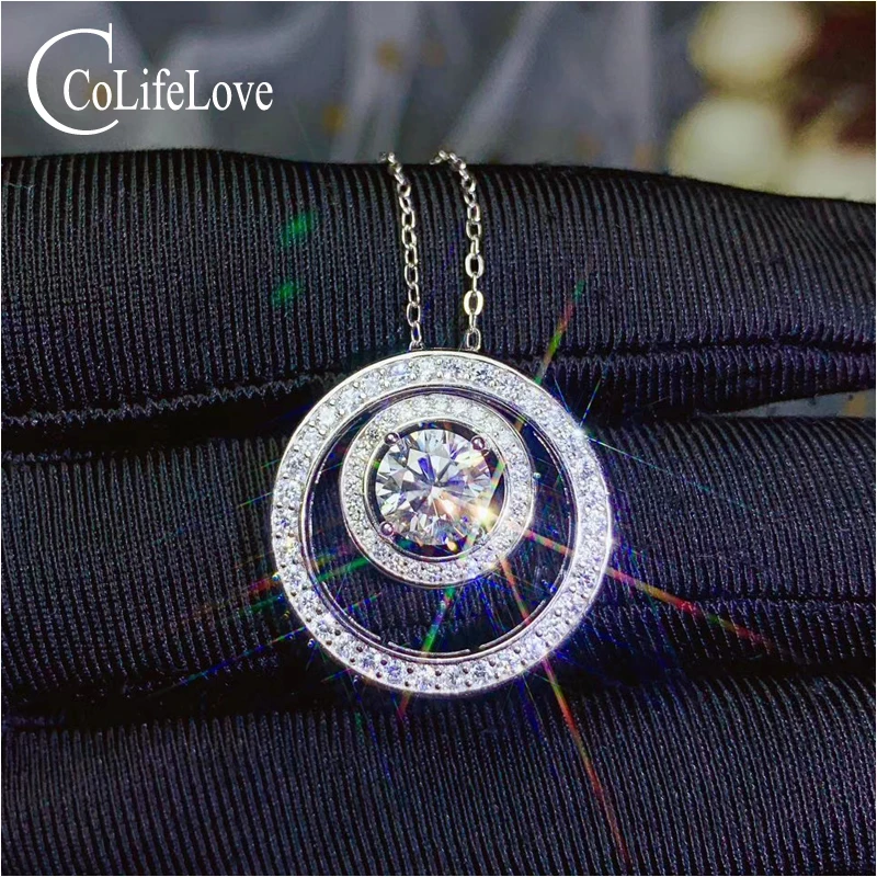 CoLife Jewelry 1ct Moissanite Pendant for Young Girl F Color Moissanite Silver Pendant 925 Silver Moissanite Jewelry