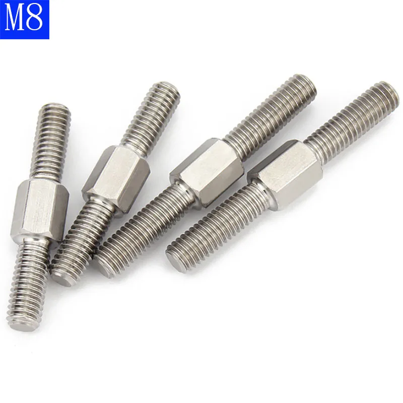 M8 304 Stainless Steel Left hand and Right - hand Double End Thread Tight Adjustable Push Rod Stud Screws Bolts