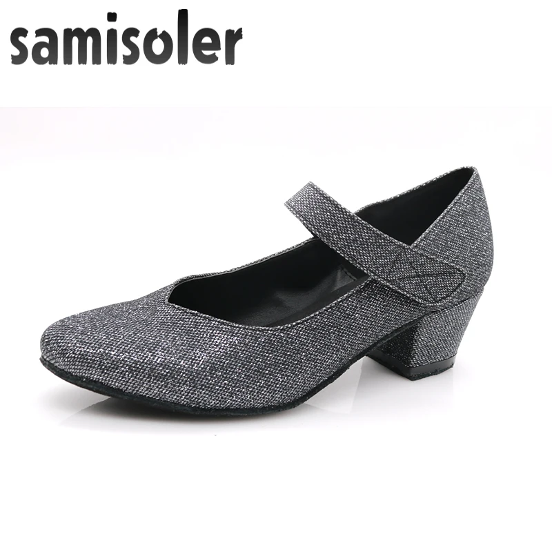 SamisolerWomen Ballroom Latin Dance Shoes Ladies Satin Closed Toe Salsa Tango Waltz Dance Shoes Slim Heel 4cm