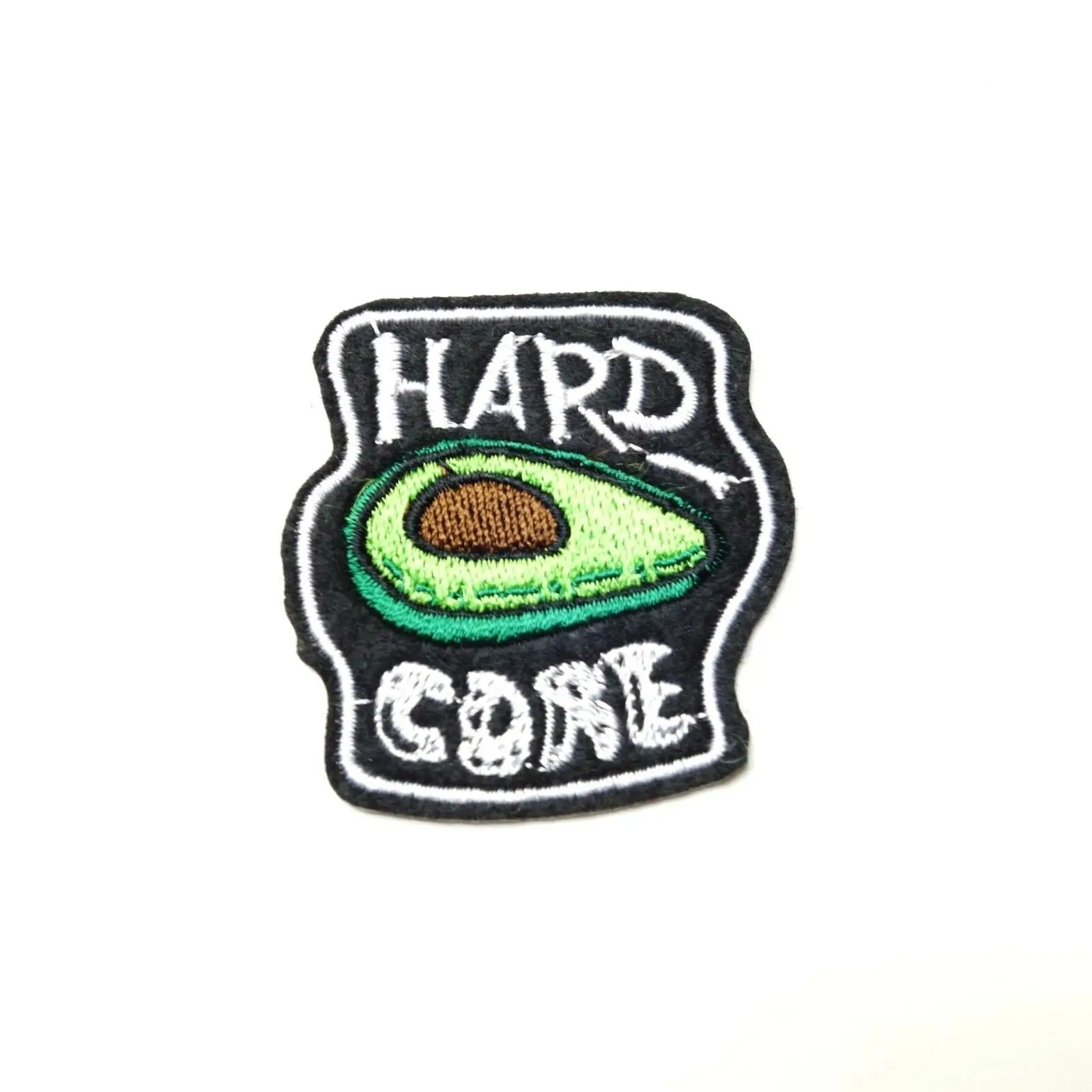 

Hot! Hard Core Avocado Patch Iron-On Embroidered Applique, Punk Vegan Goth (≈ 5-5 cm )