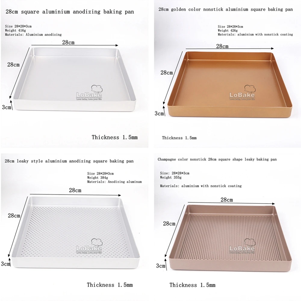 28cm Square Aluminium Alloy Nonstick Coating Leaky Baking Pan Biscuit Cookie Holder Bakery Oven Tray Steaming Tools DIY Bakeware
