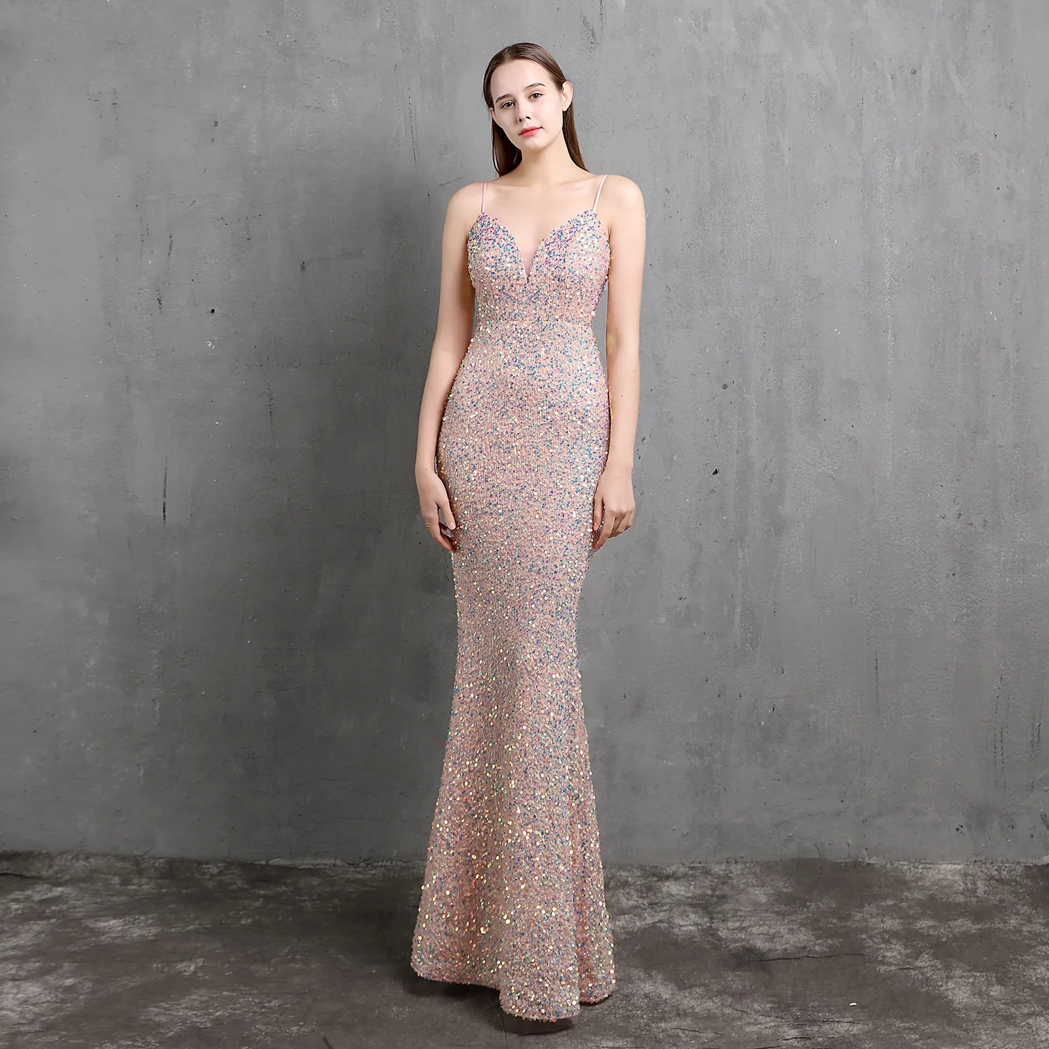 

2022 NEW Evening Dresses Floor-Length Dresses Woman Party Night Mermaid Sequin Sleeveless Prom Dresses