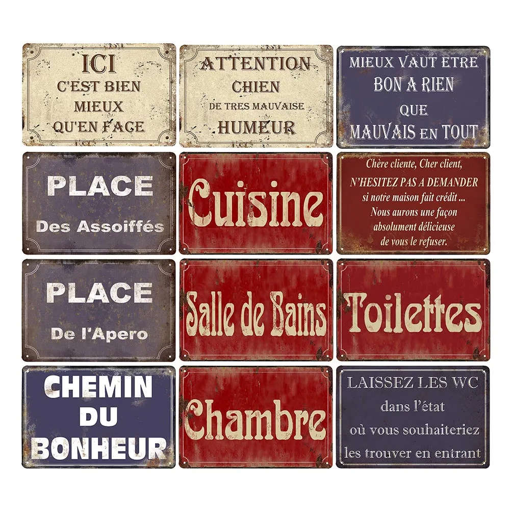 CUISINE Vintage French Metal Plaque Retro Tin Sign Bar Pub Club Wall Decor Painting Decorative Plate 20X30CM