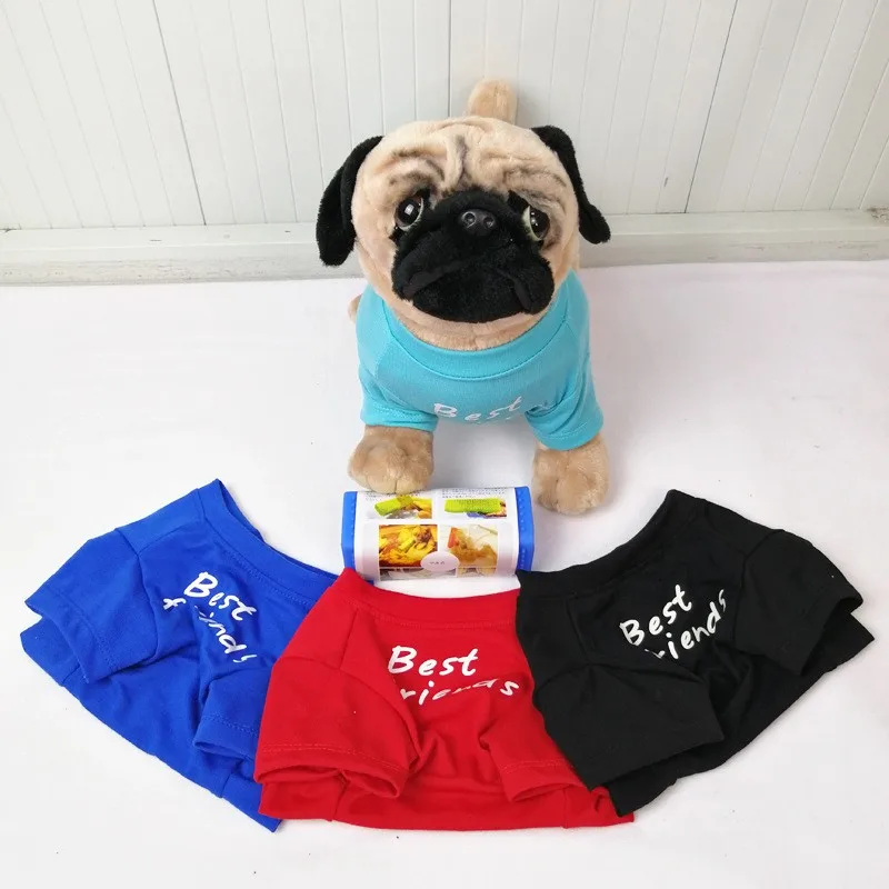 Pet Pet Round Neck Sweatshirt Cotton Bulldog Elastic Bottom Cat Clothes Cartoon Print Solid Color Hoodie T-Shirt