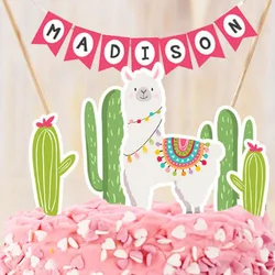 Llama Cake Topper Llama Birthday Llama Party Decor Fiesta Mexican Girl Birthday Cake Name Banner