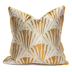 Yellow Shell Pillows Luxury Cushion Case Fan Decorative Pillow Cover For Sofa Chair Modern Living Room Home Decorations