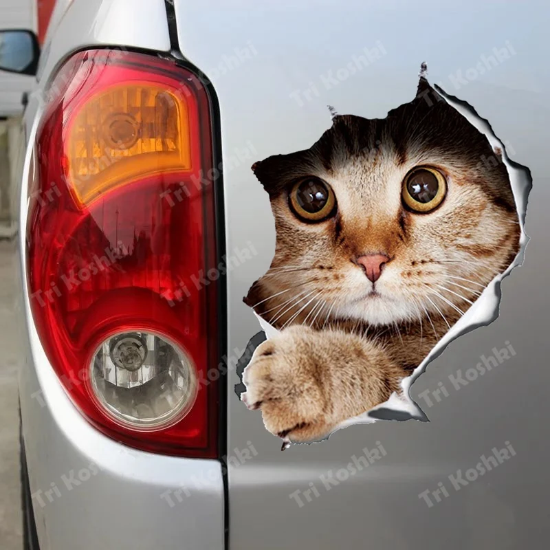 Tri Koshki KCS239 3D Stereo Animal Creative Cat Car Sticker PVC Decals Waterproof Bumper Sticker on Car Laptop Luggage Bicycle