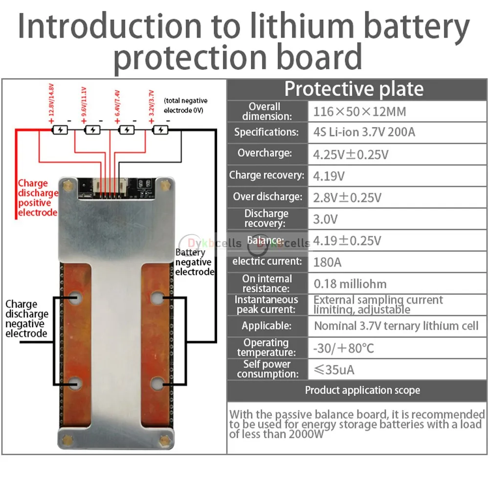 3S 4S 12.6V 16.8V 120A 160A 200A BMS Li-ion LifePo4 Lithium Battery Protection Board Balance High Current 12V car start Inverter