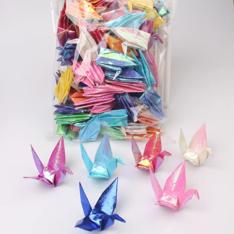 Wholesale 15CM Origami Paper Cranes Premade Folded DIY Origami Birds Garland For Wedding Birthday Baby Shower Party Backdrop