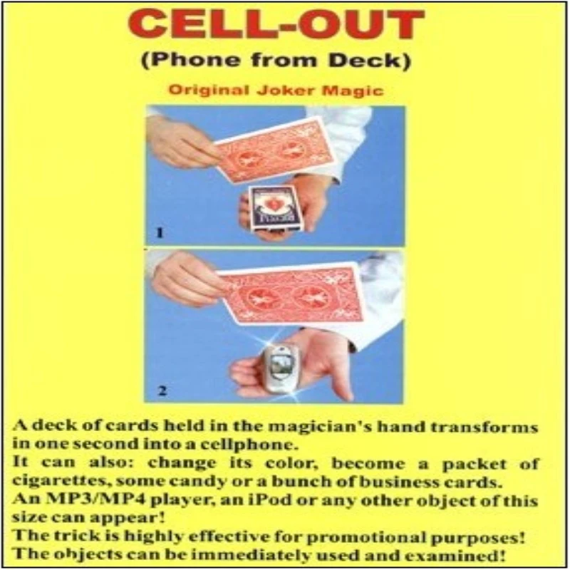 

Cell-Out (Cell Phone From Card) Appearing Magicians Magic Tricks prop Close Up Card Magie Illusion Comedy Deck to object Magica