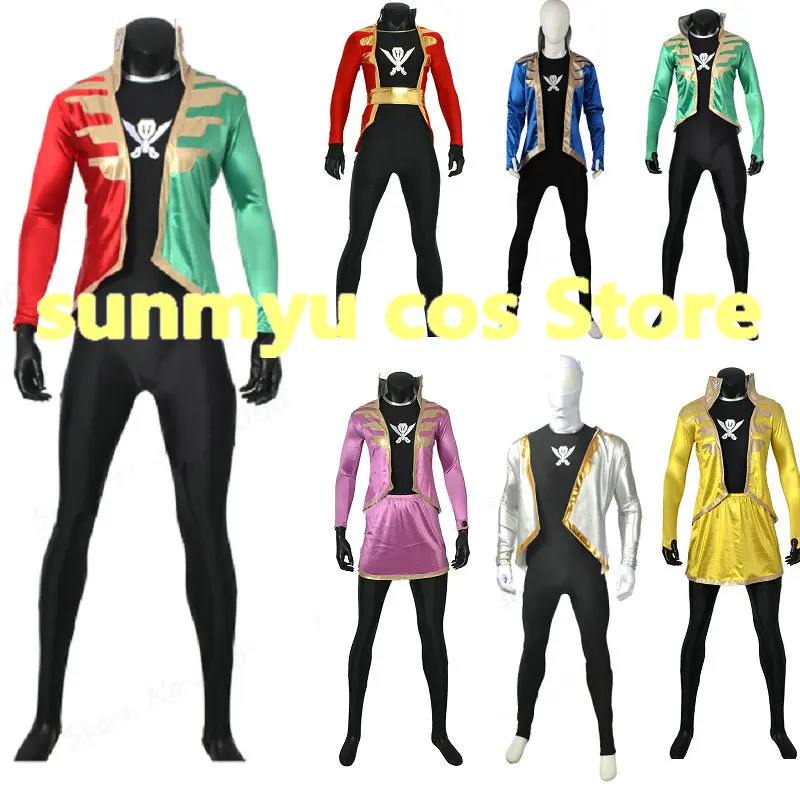 

Kaizoku Sentai Gokaiger Soldier Red Blue Yellow Silver Pink Green Cosplay Costume Custom Size Customize Halloween