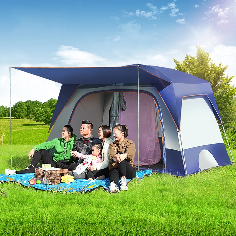 4-6 Person One Hall Two Bedroom Outdoor Large Tent Portable Thickened Rainproof Tents Outdoor Camping Multifunction Tent