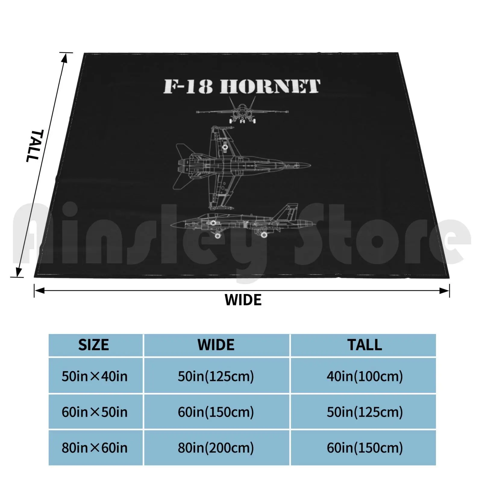 F18 Hornet Airplane Schematic In White F-18 Military Jet Gear Blanket For Sofa Bed Travel Military Memorabilia