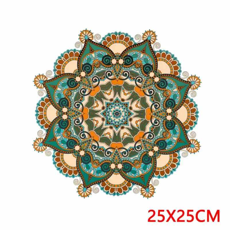 Mandala Flowers Thermo-stickers On Clothes Cartoon Patches On Clothes Iron On Transfers For Clothing Mandala Applique Stickers