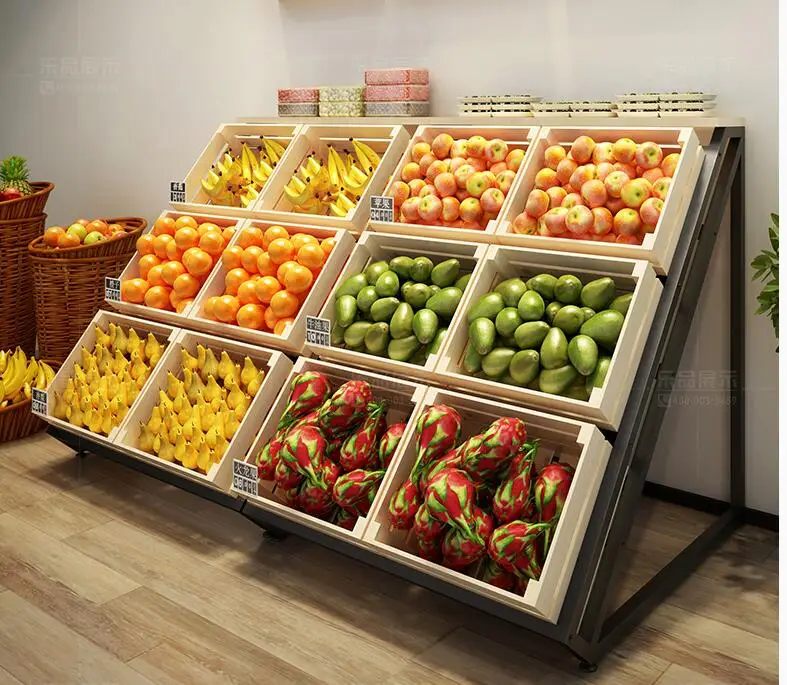 Fruit and vegetable display rack Fresh supermarket convenience store fruit and vegetable shelf fruit shop Steel island fruit bas