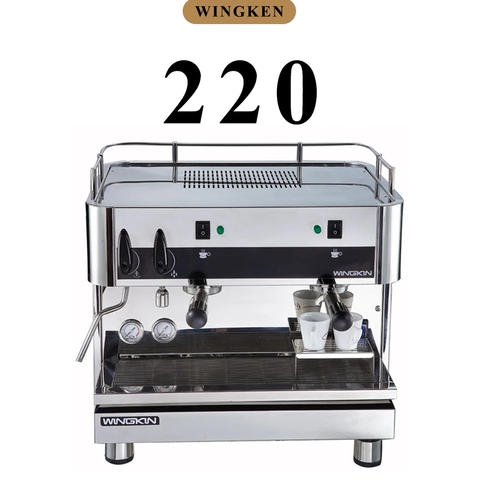 wingkin220 Commercial semi-automatic espresso coffee machine Italy coffee machine Stainless steel  Double head with steam pipe