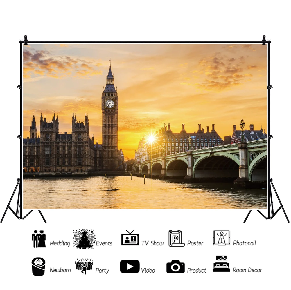 معلم شهير لندن بيغ بن المباني الحديثة جسر نهر التصوير خلفية غرفة المعيشة ديكور صور خلفية ملصق