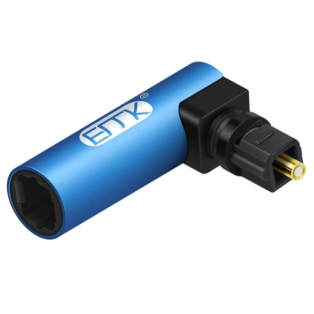 EMK-90 도 광학 오디오 케이블 어댑터, 직각 디지털 SPDIF 토스링크 광학 커넥터, 사운드박스용 360 회전 스위블