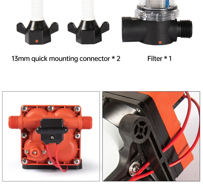 SEAFLO 42 Series Diaphragm Water Pump 3.0GPM 55PSI 12 Volts Electric Yacht Boat Marine RV Caravan High Pressure Supply 4 Chamber