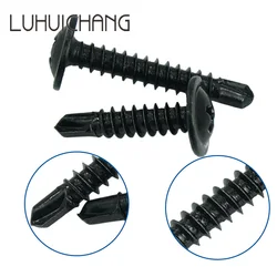 Self Drilling Screws M4.2 Black Large Flat Head Self Tapping Screws Drilling Tail Screw Electric Drill Screw 20pcs