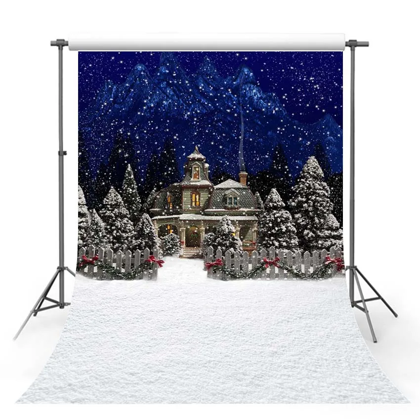 Avezano – arrière-plan de photographie de noël d'hiver, ciel étoilé, bonhomme de neige, château, décoration de Portrait de bébé, pour Studio Photo