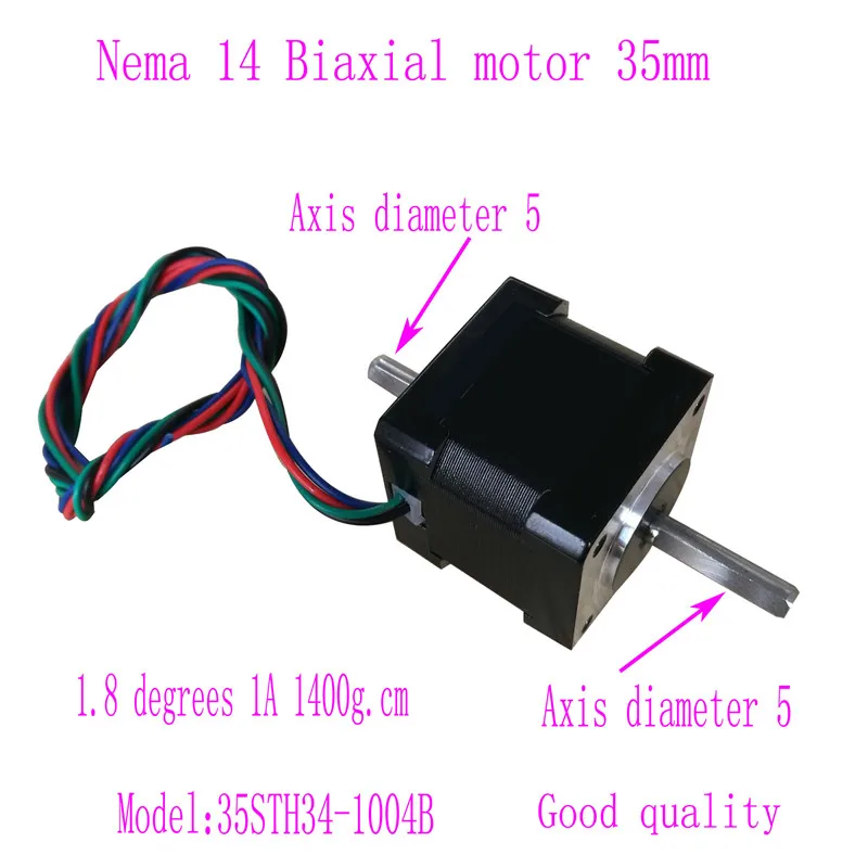 JL35STH34-1004B 35mm Biaxial Stepper Motor 1.8° 2-phase 4-wire 1A 0.14Nm Nema14 Step Motor 35BYG34 Double-Shaft Stepping Motor