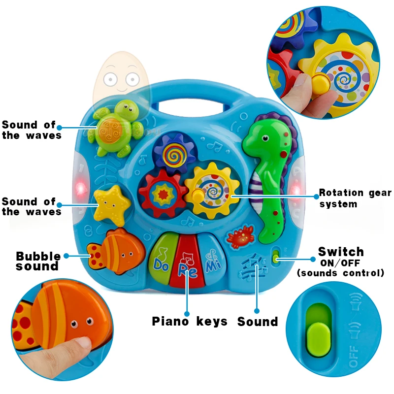 Mesa musical, juguetes para bebés, máquina de aprendizaje, juguete educativo, mesa de aprendizaje musical, instrumento Musical para niños pequeños de 6 meses +