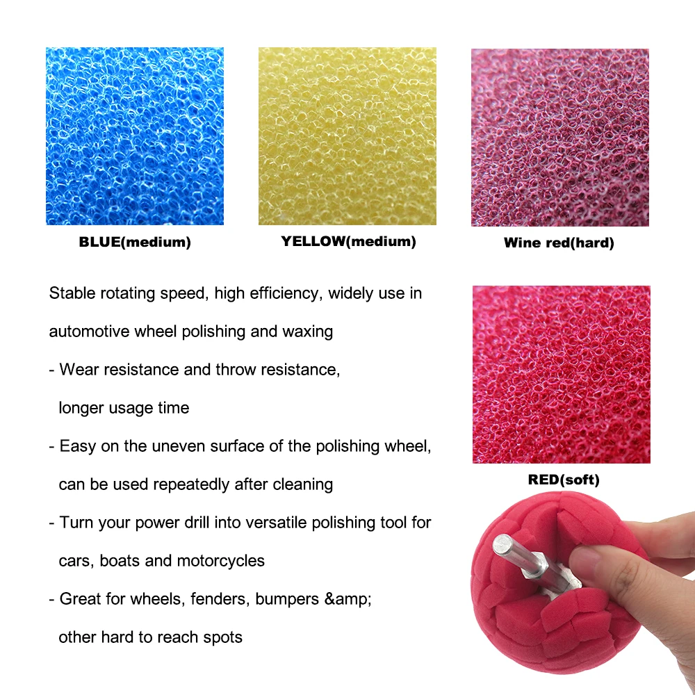 80mm Auto Wheel Polishing Sponge Used for Electric Drill Burnishing Ball Polishing Car Hub Buffing Sponge for Cleaning Car Body