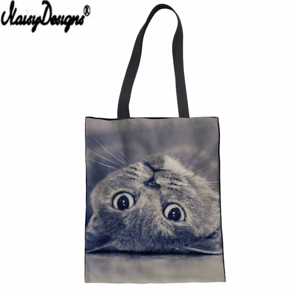 

Cute You Asleep Yet Cats Pattern Canvas Handbag Bag Female ECO Shopping Bag Portable Shoulder Women's Handbags Beach Shopper Bag